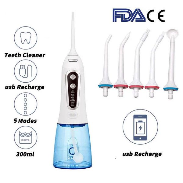 toothbrush oral irrigator water flosser cordless dental usb rechargeable waterproof 300ml portable 5 modes 5 jet tips teeth cleaner
toothbrush oral irrigator water flosser cordless dental usb rechargeable waterproof 300ml portable 5 modes 5 jet tips teeth cleaner
