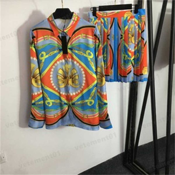 two piece set women summer designer clothing vintage belt print lapel collar long sleeve blouse and pleated skirt suits fashion ladies outdo, White
two piece set women summer designer clothing vintage belt print lapel collar long sleeve blouse and pleated skirt suits fashion ladies outdo, White