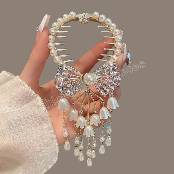 sweet bow tassel high ponytail clip claw clips crystal pearl ponytail buckle rhinestone bell orchid flower fringe hair clip, Slivery;white
sweet bow tassel high ponytail clip claw clips crystal pearl ponytail buckle rhinestone bell orchid flower fringe hair clip, Slivery;white