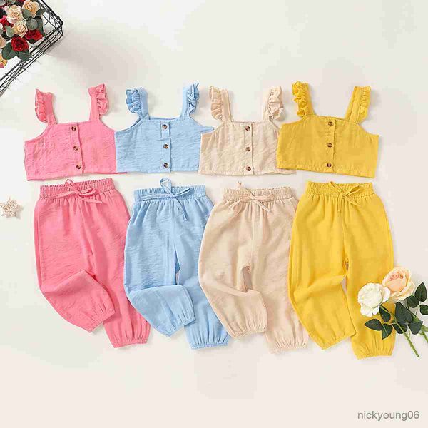 clothing sets kids baby girls set solid color crop long pant girl ruffle sleeveless pants 2pcs outfits clothes 1-6y, White
clothing sets kids baby girls set solid color crop long pant girl ruffle sleeveless pants 2pcs outfits clothes 1-6y, White