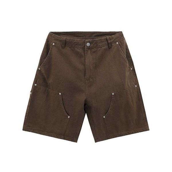 street metal rivet workwear casual shorts for men's summer new loose versatile pants, White;black
street metal rivet workwear casual shorts for men's summer new loose versatile pants, White;black
