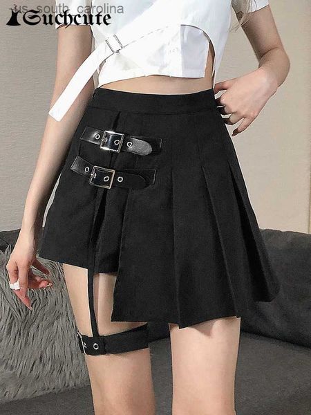 suchcute gothic leg loop patchwork short skirt women pleated mini skirts streetwear solid black a-line skirts dark academia l230522
suchcute gothic leg loop patchwork short skirt women pleated mini skirts streetwear solid black a-line skirts dark academia l230522