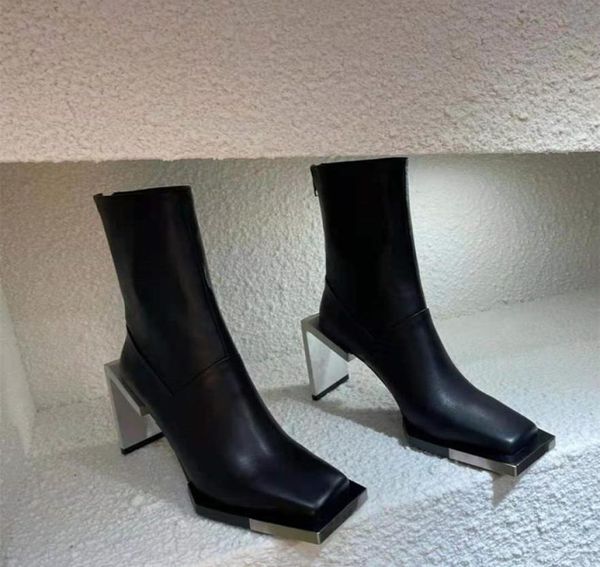 ankle boots women autumn winter metal square toe high heel short boot genuine leather fashion pumps runway 20224555449, Black
ankle boots women autumn winter metal square toe high heel short boot genuine leather fashion pumps runway 20224555449, Black