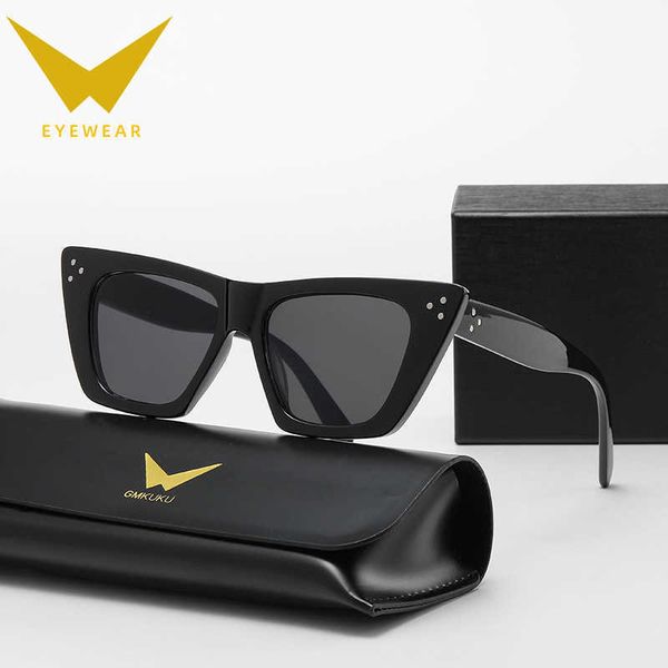 86510 new modern square flat rivet ins wind street cat's eye sunglasses, White;black
86510 new modern square flat rivet ins wind street cat's eye sunglasses, White;black