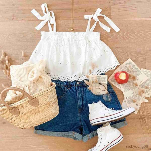 clothing sets kids girls clothes set baby girl summer solid ruffle shoulder denim shorts 2pcs outfit children, White
clothing sets kids girls clothes set baby girl summer solid ruffle shoulder denim shorts 2pcs outfit children, White