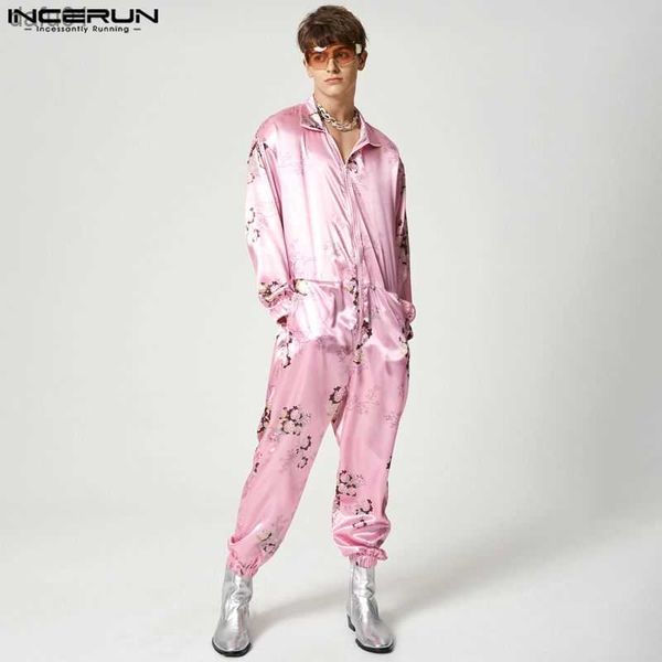 men's pants incerun men jumpsuits flower printing streetwear lapel zipper long sleeve casual rompers 2023 fashion leisure men overasll, Black
men's pants incerun men jumpsuits flower printing streetwear lapel zipper long sleeve casual rompers 2023 fashion leisure men overasll, Black