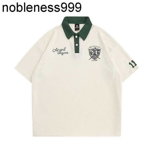 american embroidery contrast short sleeve men's and women's ins fashion brand loose couple polo neck t-shirt top, White;black
american embroidery contrast short sleeve men's and women's ins fashion brand loose couple polo neck t-shirt top, White;black