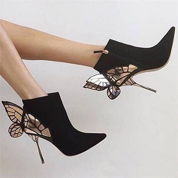 butterfly wing women ankle boots pointed toe high heel dress pumps suede autumn winter botas mujer valentine shoes, Black
butterfly wing women ankle boots pointed toe high heel dress pumps suede autumn winter botas mujer valentine shoes, Black