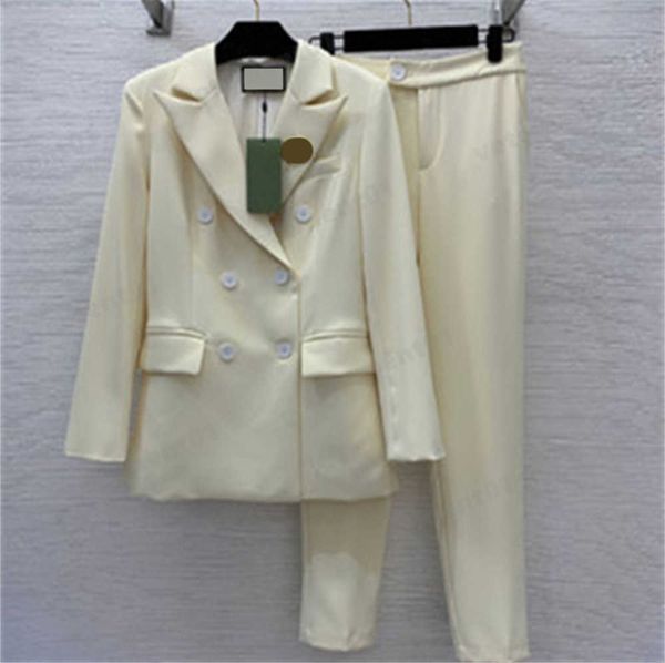 fashion office suit two pieces set women double-breasted slim-fit blazer and buttoned mid-waist nine-quarter suit trousers designer clothing, White
fashion office suit two pieces set women double-breasted slim-fit blazer and buttoned mid-waist nine-quarter suit trousers designer clothing, White