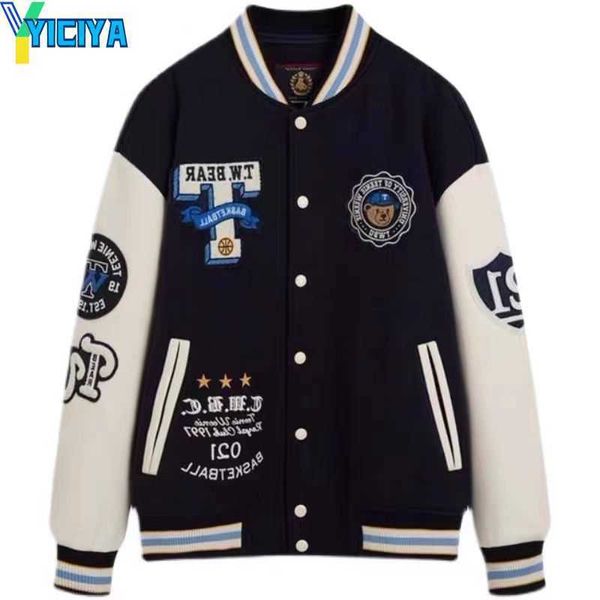 yiciya 2023 varsity style jacket baseball uniform bomber jacket for women men fashion retro clothes streetwear oversized coat tw bear, Black;brown
yiciya 2023 varsity style jacket baseball uniform bomber jacket for women men fashion retro clothes streetwear oversized coat tw bear, Black;brown