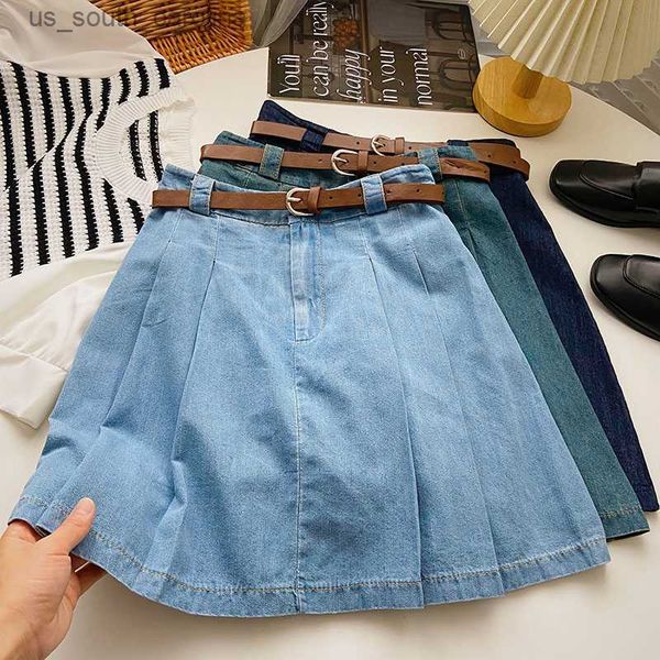 skirts korean style denim short skirt with belt summer high waist women's all-matched a-line pleated skirt female mini denim shorts l23, Black
skirts korean style denim short skirt with belt summer high waist women's all-matched a-line pleated skirt female mini denim shorts l23, Black