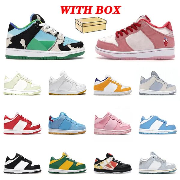 versions authentic 2023 with box kids running shoes designer children toddler youth infants chunky strangelove unc triple pink p, Black