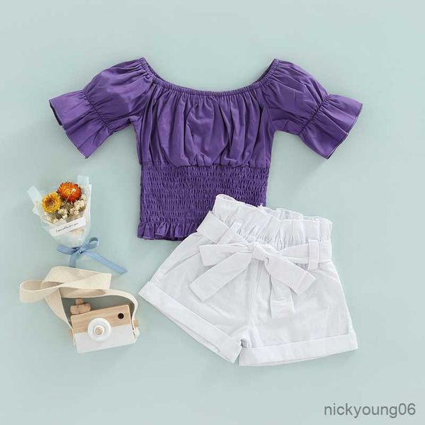 clothing sets girls summer solid color short sleeve pleated t-shirt shorts outfit kids children suit, White
clothing sets girls summer solid color short sleeve pleated t-shirt shorts outfit kids children suit, White