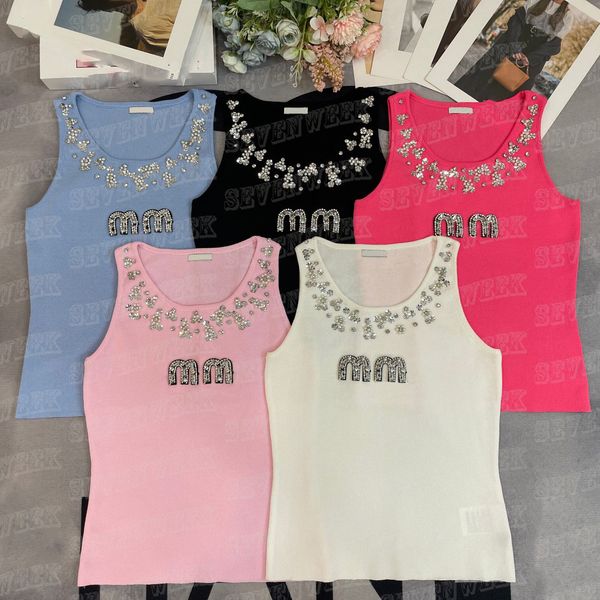 women knits tank luxury letter rhinestone vest sleeveless casual knitted t shirts, White
women knits tank luxury letter rhinestone vest sleeveless casual knitted t shirts, White