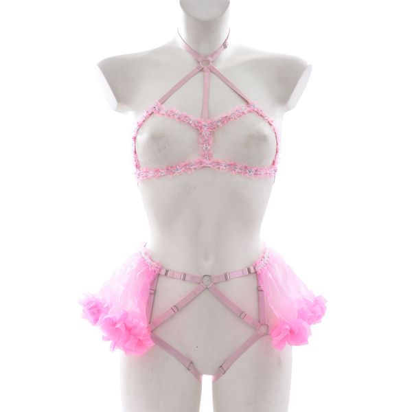 bras sets women lace pink bra adjustable crop cage open chest bralette bondage body harness lingerie belt, Red;black
bras sets women lace pink bra adjustable crop cage open chest bralette bondage body harness lingerie belt, Red;black