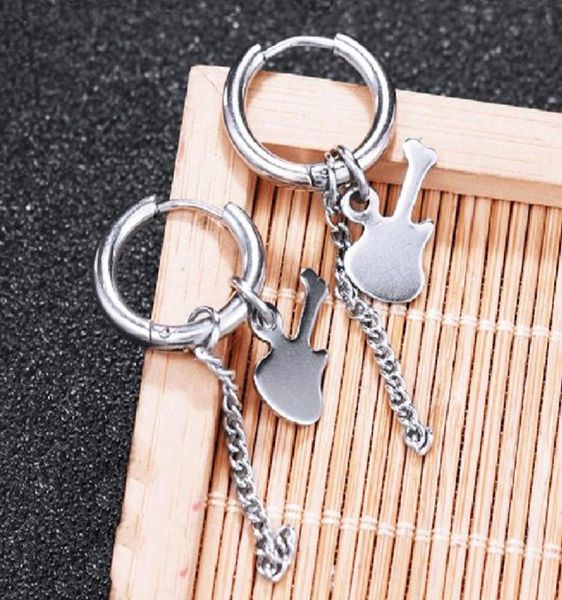 dangle chandelier silver color stainless steel hip hop guitar long earrings hoop ear studs for men6644780
dangle chandelier silver color stainless steel hip hop guitar long earrings hoop ear studs for men6644780