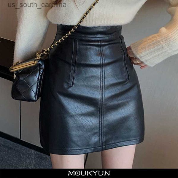 moukyun club girl black leather skirts female summer mini skirt korean fashion high waist wrap hip a-line short skirts l230522
moukyun club girl black leather skirts female summer mini skirt korean fashion high waist wrap hip a-line short skirts l230522