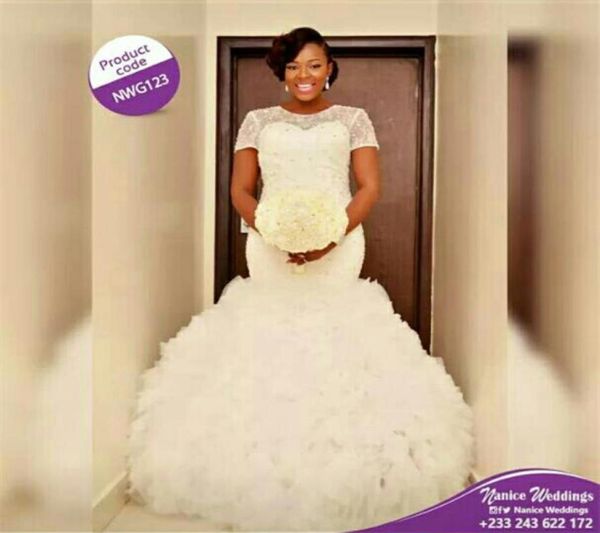 custom made short sleeve mermaid wedding dress jewel neck with ruffels skirt bridal gown8881224, White
custom made short sleeve mermaid wedding dress jewel neck with ruffels skirt bridal gown8881224, White
