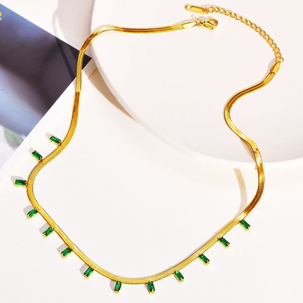 women's necklace personalized and trendy stainless steel flat thin snake chain necklace inlay green white cubic zirconia jewelry gift y, Golden;silver
women's necklace personalized and trendy stainless steel flat thin snake chain necklace inlay green white cubic zirconia jewelry gift y, Golden;silver