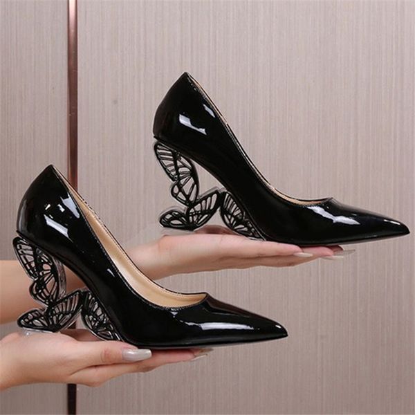 designer women pumps pointed to strange high heels butterfly heel wedding dress shoes patent leather valentine stiletto, Black
designer women pumps pointed to strange high heels butterfly heel wedding dress shoes patent leather valentine stiletto, Black