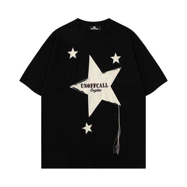 letter star patch embroidered short sleeve t-shirt for men's fashion loose niche design round neck half sleeve tee, White;black
letter star patch embroidered short sleeve t-shirt for men's fashion loose niche design round neck half sleeve tee, White;black