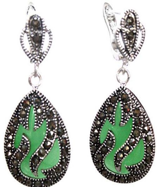 112 quotnoble y 925 plata marcasita inlay green jade natural de agua pendientes8512578, Silver
112 quotnoble y 925 plata marcasita inlay green jade natural de agua pendientes8512578, Silver