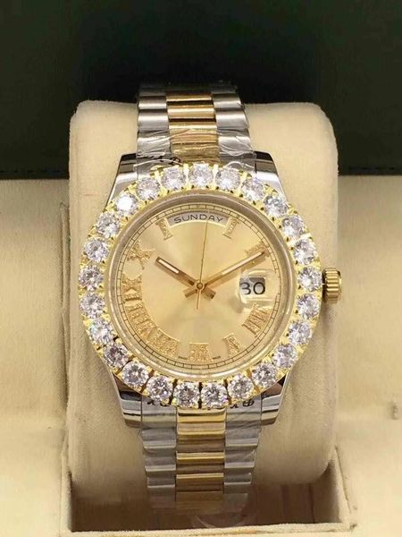 28 style real p mens watch 43mm big diamond bezel blue green black roman dial mechanical 18k yellow gold bracelet automatic men's sapph, Slivery;brown
28 style real p mens watch 43mm big diamond bezel blue green black roman dial mechanical 18k yellow gold bracelet automatic men's sapph, Slivery;brown