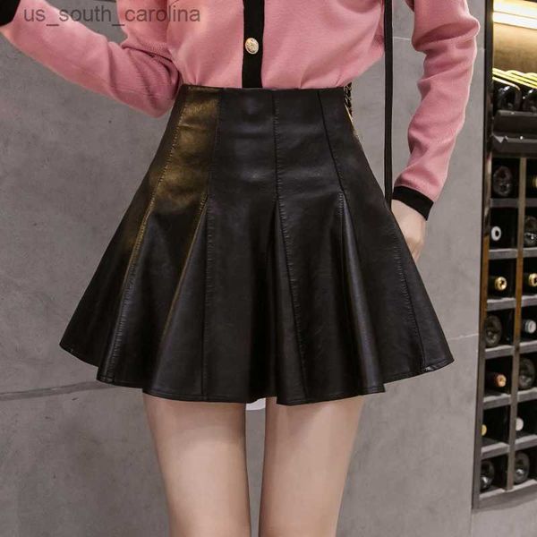 tingyili pu leather a-line mini skirts womens autumn winter high waist flared skirt korean style ladies girls short black skirt l230522
tingyili pu leather a-line mini skirts womens autumn winter high waist flared skirt korean style ladies girls short black skirt l230522