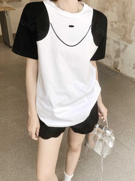 23ss womens designer clothing tee womens t-shirt round neck pure cotton stitching design chain decorative embroidery short sleeve t-shirt wo, White
23ss womens designer clothing tee womens t-shirt round neck pure cotton stitching design chain decorative embroidery short sleeve t-shirt wo, White