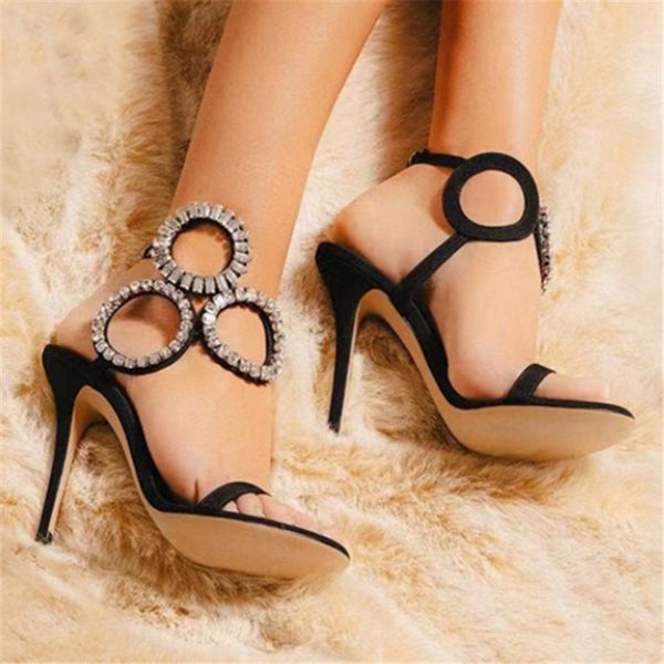 2023 new black women sandals crystal circle decor 10cm high heels summer dress pumps designer gladiator sandalias femmes
2023 new black women sandals crystal circle decor 10cm high heels summer dress pumps designer gladiator sandalias femmes