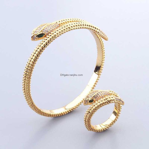 designer belgary brand creative design wind snake bone full diamond green eye bracelet ring set small luxury women's temperament handic, Black
designer belgary brand creative design wind snake bone full diamond green eye bracelet ring set small luxury women's temperament handic, Black