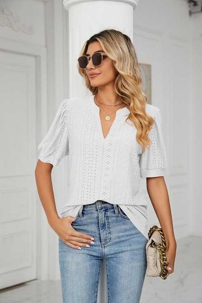 summer women's clothing vneck bubble puff sleeve women blouse hollow out loose casual tshirtiwfe, White
summer women's clothing vneck bubble puff sleeve women blouse hollow out loose casual tshirtiwfe, White