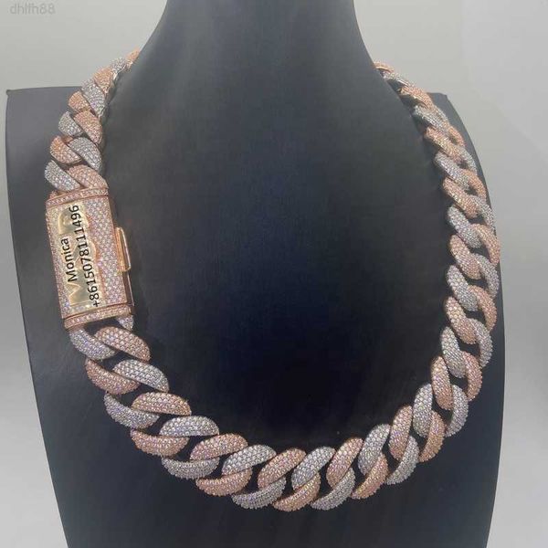 hiphop necklace iced out 20mm 4row two tone color vvs moissanite cuban link, Silver
hiphop necklace iced out 20mm 4row two tone color vvs moissanite cuban link, Silver