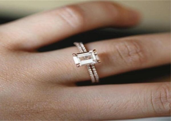 18k rose gold rings set slim princess morganite proposal gift clear diamond jewelry birthday party engagement wedding band ring8204621079, Silver
18k rose gold rings set slim princess morganite proposal gift clear diamond jewelry birthday party engagement wedding band ring8204621079, Silver