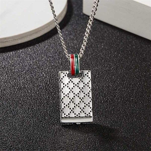 2023 new designer jewelry bracelet necklace ring sterling rectangular rhombic lattice pendant enamel glue dropping old men's women', Silver
2023 new designer jewelry bracelet necklace ring sterling rectangular rhombic lattice pendant enamel glue dropping old men's women', Silver