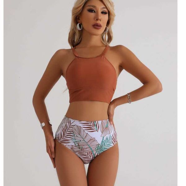 new bikini swimsuit women's solid print split high waist belly covered spring swimsuit, White;black
new bikini swimsuit women's solid print split high waist belly covered spring swimsuit, White;black