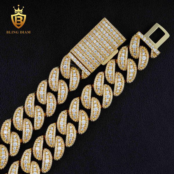 fashion jewelry brass hiphop chain necklace full 5a+ cz diamond 18mm cuban link chain for men, Silver