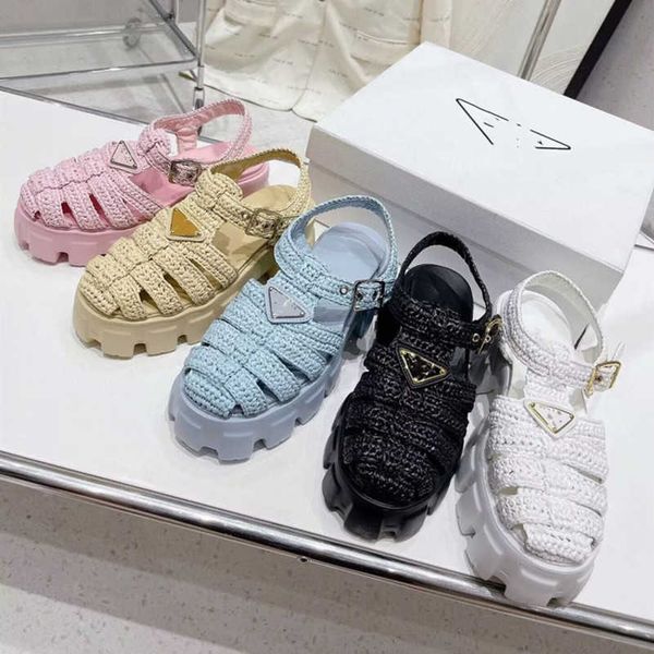 2023 monolith raffia sandals womens crochet cage sandal fabric straw platform foam rubber thick bottom slides mule triangle logo sport causa, Black
2023 monolith raffia sandals womens crochet cage sandal fabric straw platform foam rubber thick bottom slides mule triangle logo sport causa, Black