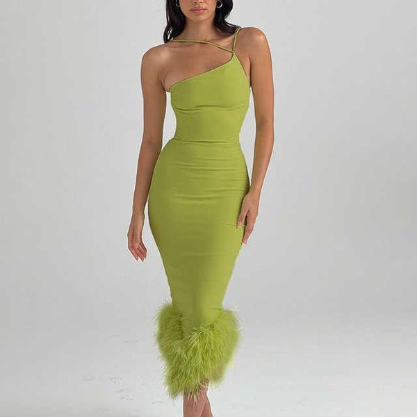 feathers spliced midi dress for women one shoulder sleeveless backless slim dress high waisted summer party dress, Black;gray
feathers spliced midi dress for women one shoulder sleeveless backless slim dress high waisted summer party dress, Black;gray