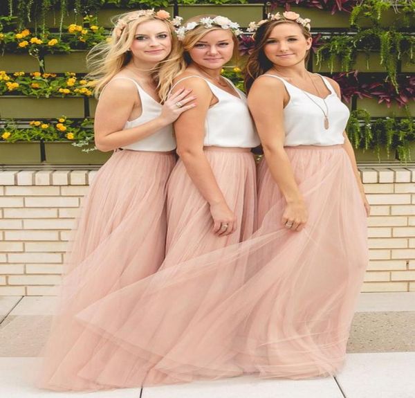 2021 bridesmaid dresses tulle skirt blush prom dressesbridesmaid maxi skirt evening party gowns3379025, White;pink
