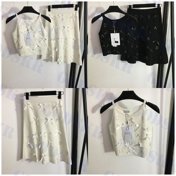bow designer two piece dress knit suspender tanks rhinestone high waisted skirt for women, White
bow designer two piece dress knit suspender tanks rhinestone high waisted skirt for women, White