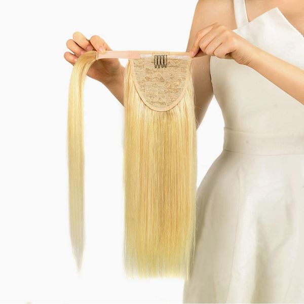 18" human hair ponytail extension wrap around - bleach blonde straight pony tail real 100% real remy hair piece 100g, Black
18" human hair ponytail extension wrap around - bleach blonde straight pony tail real 100% real remy hair piece 100g, Black
