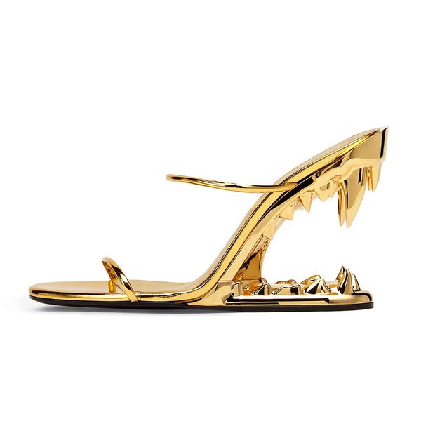 2023 fashion new round toe one step metal teeth high heel slippers open toe hollow shaped heel large women's shoes size 35-43, Black
2023 fashion new round toe one step metal teeth high heel slippers open toe hollow shaped heel large women's shoes size 35-43, Black