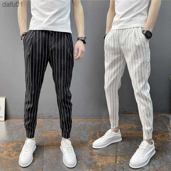 men's pants spring summer thin stripe harlan pants men trend youth nine-point pants wild casual korea fashion elastic slim trousers mal, Black
men's pants spring summer thin stripe harlan pants men trend youth nine-point pants wild casual korea fashion elastic slim trousers mal, Black