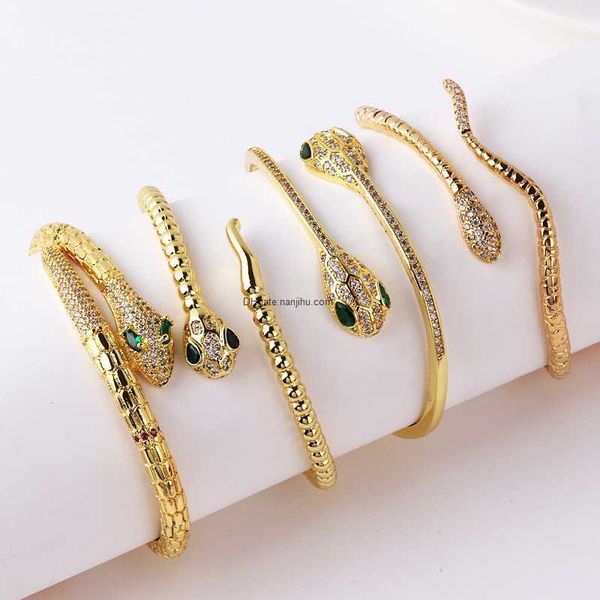 designer belgary brand women's ins cool fashion personalized snake head with diamond embedding high grade light luxury bracelet, Black