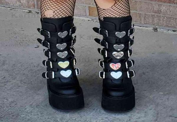 brand design gothic boots ins great quality fashion cool motorcycle boots big size 43 wedges heart platform midcalf boots h112476115, Black
brand design gothic boots ins great quality fashion cool motorcycle boots big size 43 wedges heart platform midcalf boots h112476115, Black