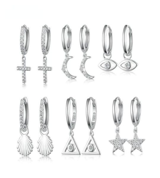 hoop huggie 925 sterling silver earrings cross moon star eye white zircon for women men gift pendant fine ear jewelry7966100, Golden;silver
hoop huggie 925 sterling silver earrings cross moon star eye white zircon for women men gift pendant fine ear jewelry7966100, Golden;silver