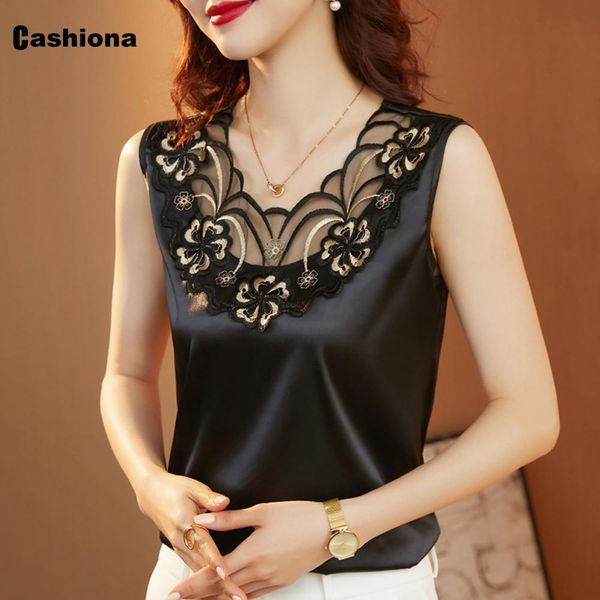 tanks 2021 summer women's clothing eleagnt casual tank sleeveless embroidery gauze tshirt latest patchwork tees shirt femme, Black;white