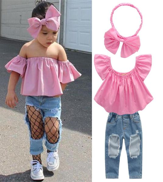 summer baby girl kids clothes set pink ipped jeans denim pantsbows headband 3 pcs sets kids designer clothes girls jy3452972087, White
summer baby girl kids clothes set pink ipped jeans denim pantsbows headband 3 pcs sets kids designer clothes girls jy3452972087, White