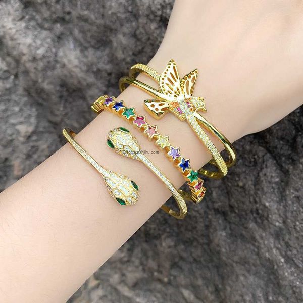 designer luxury belgary brand accessories temperament personality snake shaped with color diamond butterfly pentagram open bracelet female b, Black
designer luxury belgary brand accessories temperament personality snake shaped with color diamond butterfly pentagram open bracelet female b, Black